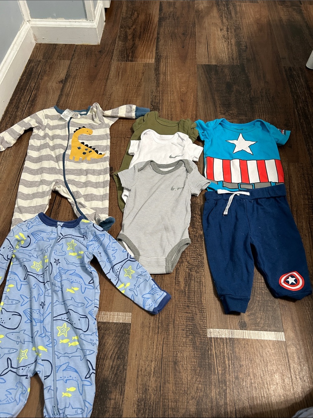 3 to6 months boys assortment of sleepers and onesies